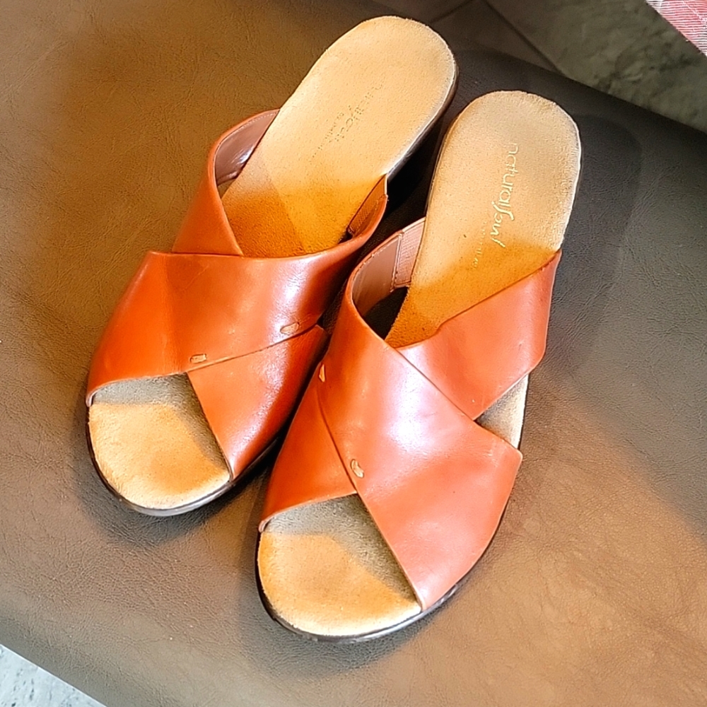 Brown Leather Sandles 2 in heel